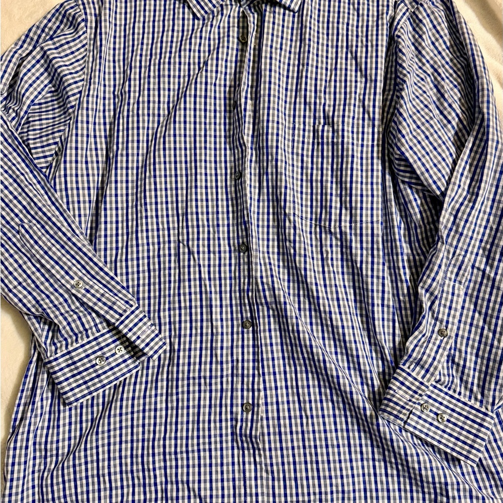 Van Heusen Blue and White Plaid Men's Shirt